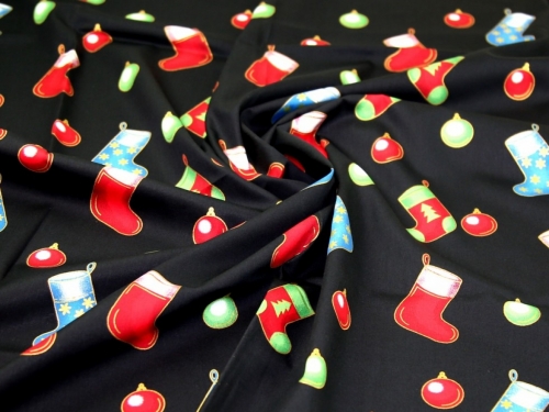 Metallic 100% Cotton Poplin Fabric Black
