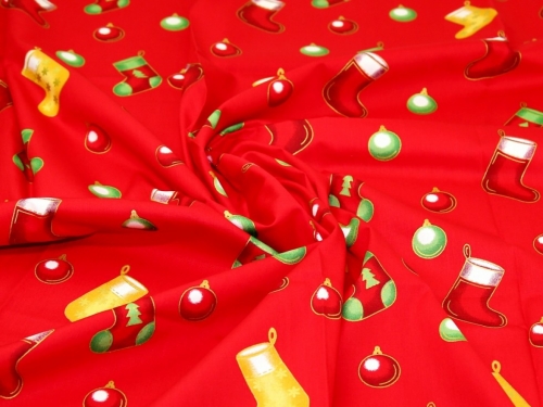 Metallic 100% Cotton Poplin Fabric Red