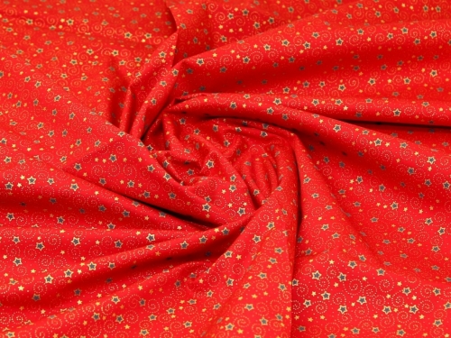 Metallic 100% Cotton Poplin Fabric Red