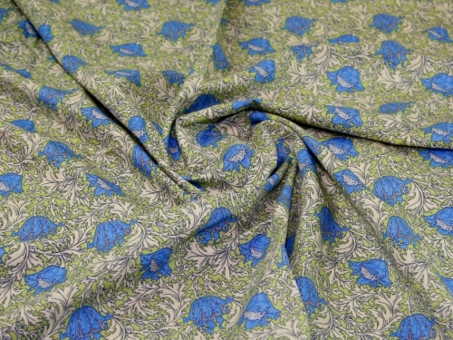 100% Cotton Poplin Fabric Green & Blue