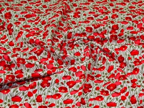 Rose and Hubble 100% Cotton Poplin Fabric Red Green White