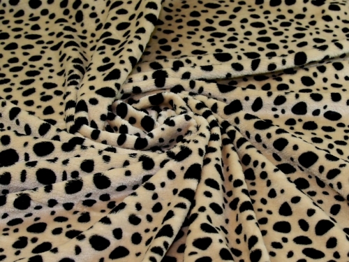 Deadstock Plush Cuddle Fleece Fabric Black & Beige