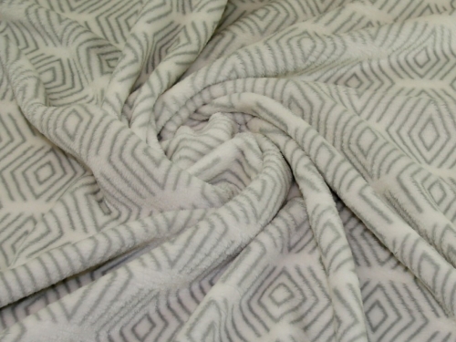 Deadstock Plush Cuddle Fleece Fabric White & Grey