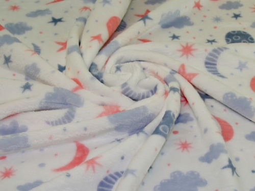 Deadstock Plush Cuddle Fleece Fabric Pink Blue White