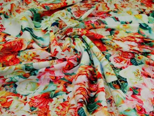 Deadstock Digital Print Smooth Crepe Fabric Multicoloured