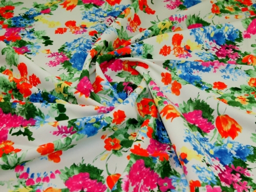 Deadstock Digital Print Smooth Crepe Fabric Multicoloured
