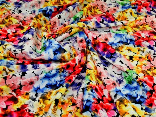 Deadstock Digital Print Smooth Crepe Fabric Multicoloured