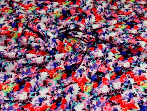 Deadstock Digital Print Smooth Crepe Fabric Multicoloured