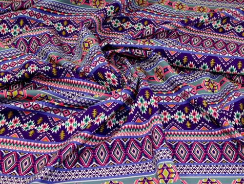 Deadstock Digital Print Smooth Crepe Fabric Purple
