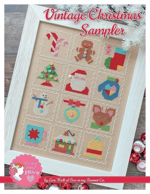 Lori Holt Cross Stitch Pattern Vintage Christmas Sampler
