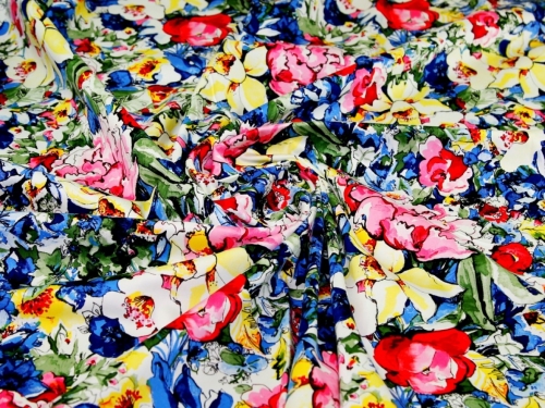 John Louden Woven Stretch Cotton Sateen Fabric Multicoloured