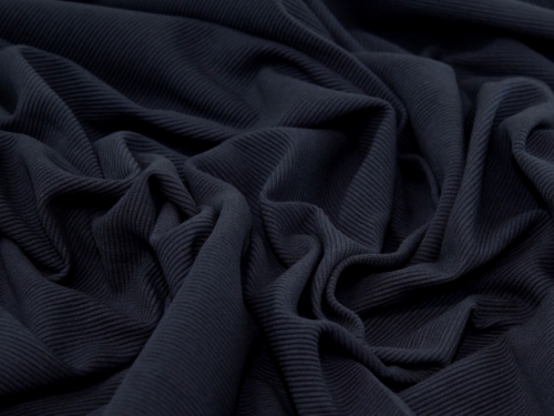 Minerva Core Range Cotton Ottoman Rib Stretch Knit Fabric Navy Blue