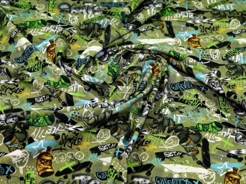 John Louden Cotton Jersey Stretch Knit Fabric Olive