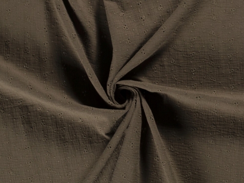 Embroidered Crinkle Textured Cotton Fabric Olive