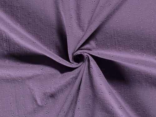 Embroidered Crinkle Textured Cotton Fabric Purple