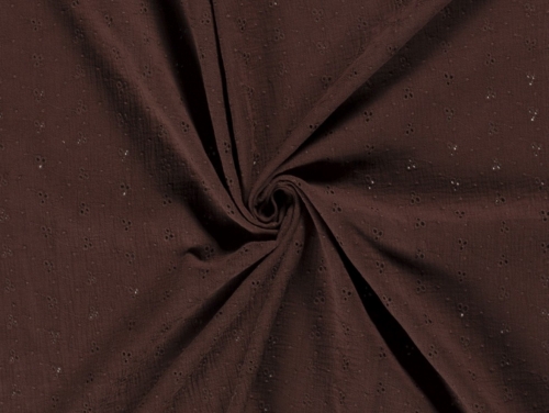 Embroidered Crinkle Textured Cotton Fabric Brown
