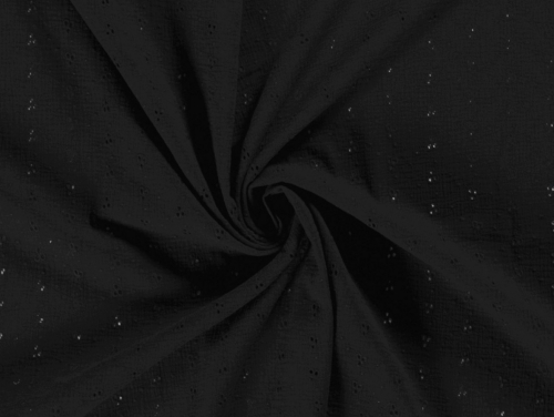 Embroidered Crinkle Textured Cotton Fabric Black