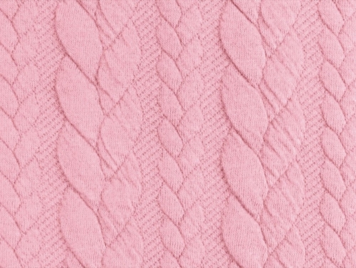 Minerva Core Range Cable Textured Stretch Knit Fabric Baby Pink