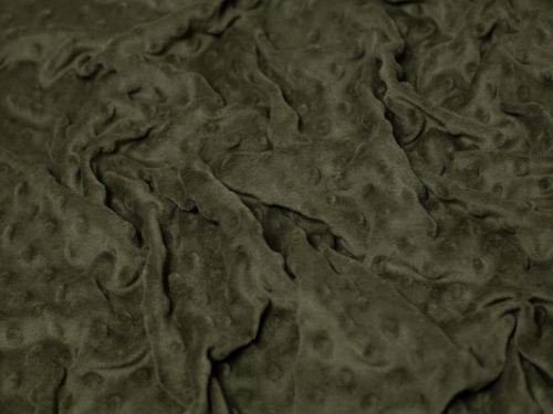 Minerva Core Range Heavy Embossed Dimple Plush Fleece Fabric Army Green