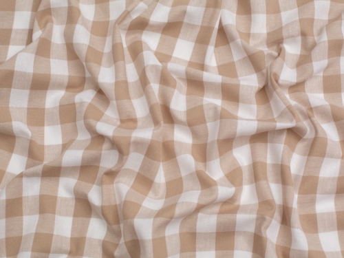 Minerva Core Range 3/4 inch 100% Cotton Gingham Fabric Beige