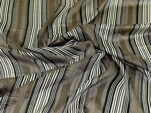 Deadstock Burn Out Metallic Chiffon Fabric Black & Gold