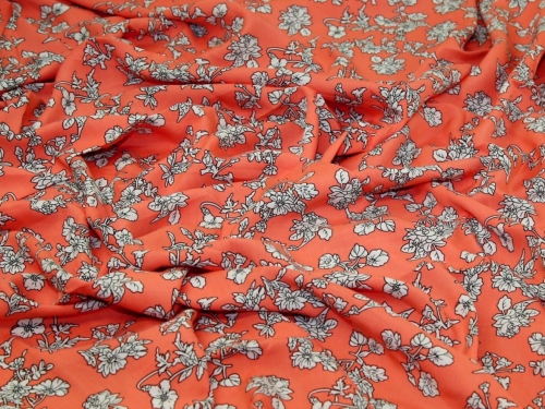 Deadstock Viscose Challis Fabric Coral