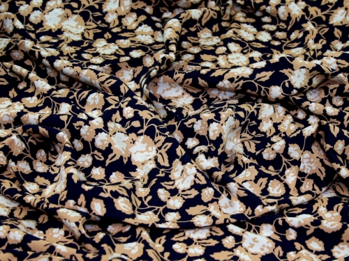 Deadstock Viscose Challis Fabric Navy