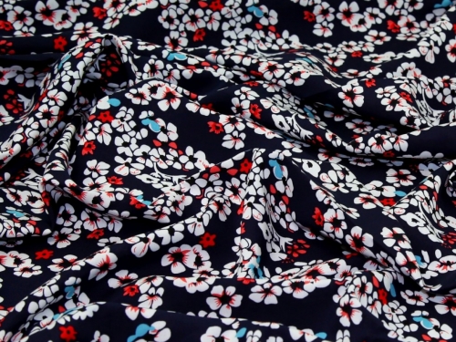 Deadstock Viscose Challis Fabric Navy