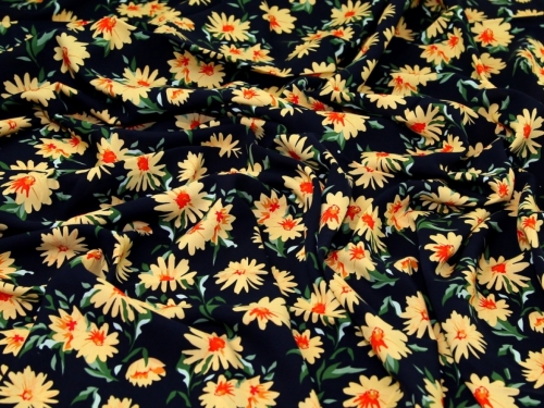 Deadstock Viscose Challis Fabric Navy