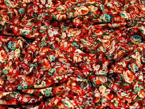 Deadstock Viscose Challis Fabric Red
