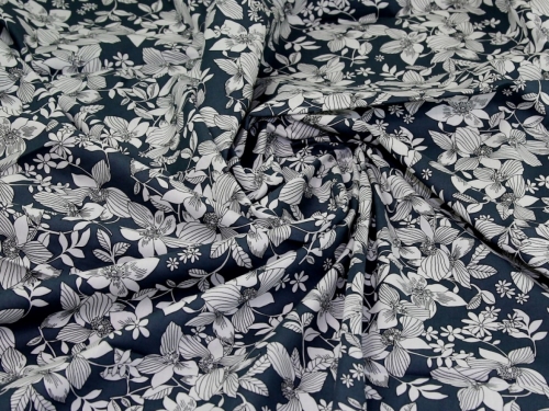 Deadstock 100% Cotton Poplin Fabric Grey & White