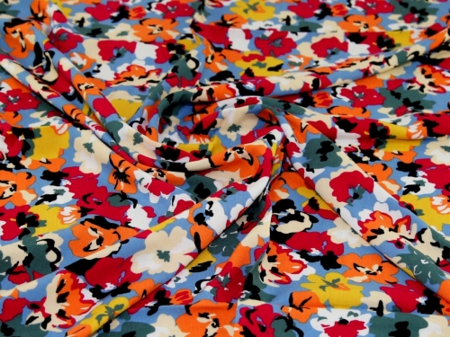Deadstock Viscose Challis Fabric Blue
