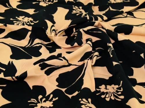 Deadstock Viscose Challis Fabric Black & Tan