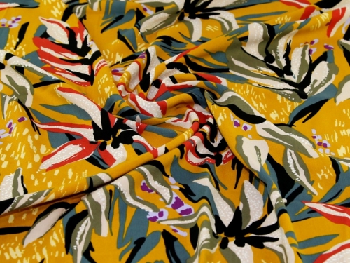 Deadstock Viscose Challis Fabric Ochre