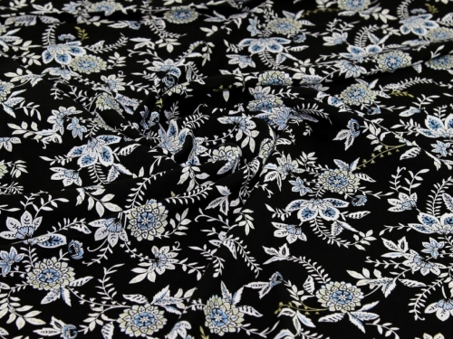 Deadstock Viscose Challis Fabric Black