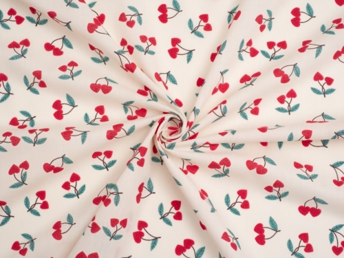 Printed Polycotton Fabric Ivory