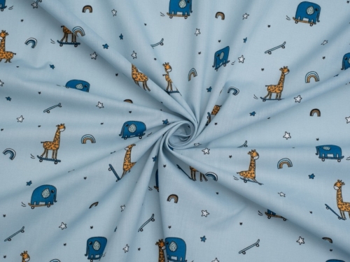 Printed Polycotton Fabric Blue