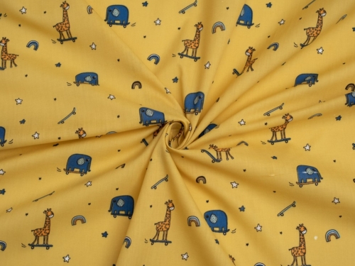 Printed Polycotton Fabric Mustard
