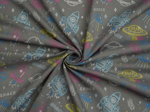 Printed Polycotton Fabric Grey