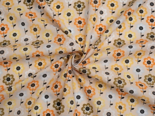 Printed Polycotton Fabric Beige