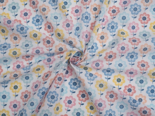 Printed Polycotton Fabric White