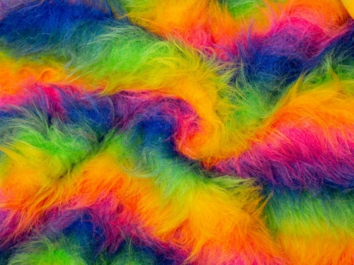 Rainbow Long Pile Fur Fabric Multicoloured