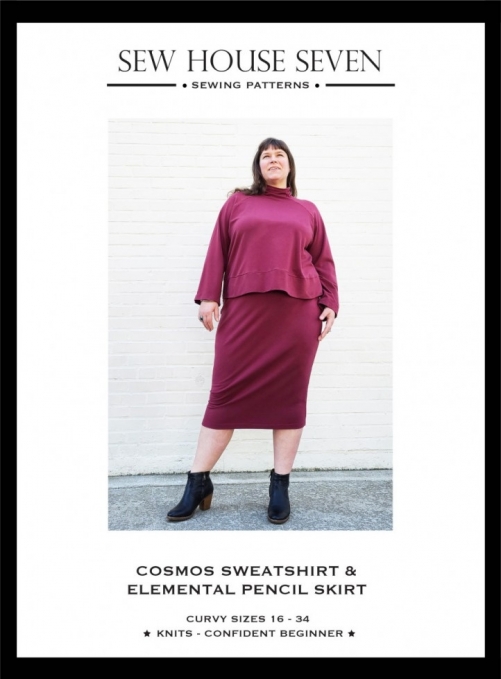 Sew House Seven Paper Sewing Pattern Cosmos Sweatshirt & Elemental Skirt