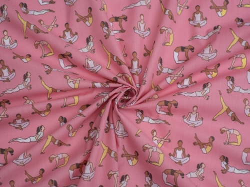 Printed Polycotton Fabric Pink