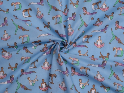 Printed Polycotton Fabric Sky Blue