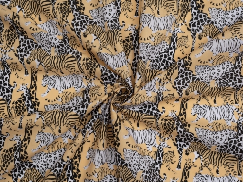 Printed Polycotton Fabric Beige