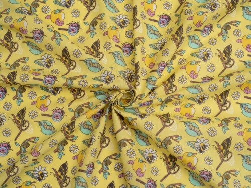 Printed Polycotton Fabric Yellow