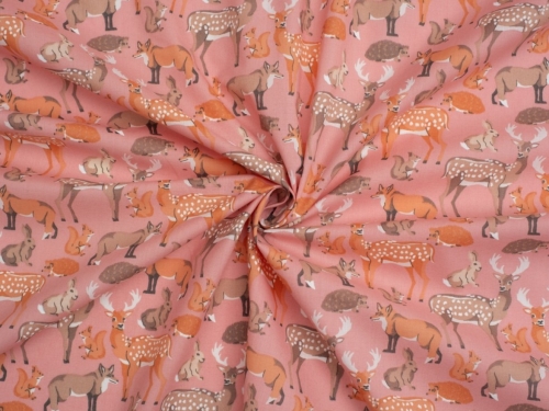 Printed Polycotton Fabric Pink