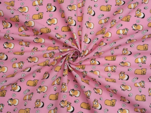 Printed Polycotton Fabric Pink