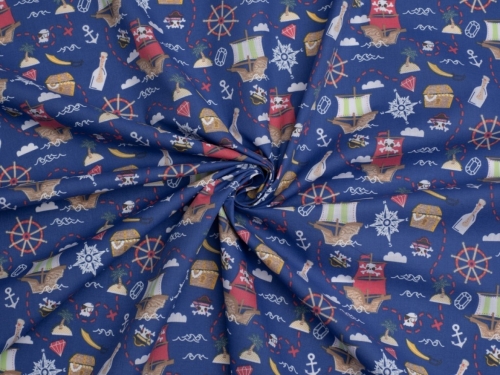 Printed Polycotton Fabric Royal Blue